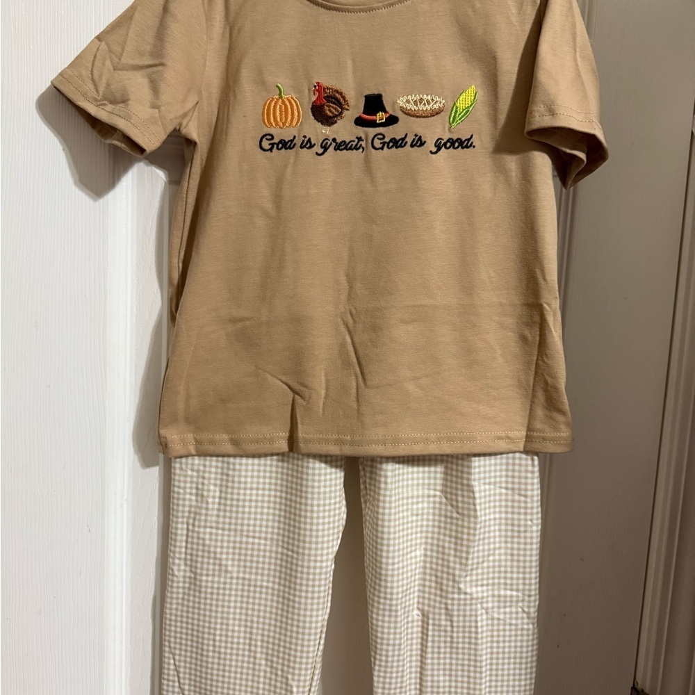 NWT God is Great, God is Good Thanksgiving Outfit - Picture 2 of 8